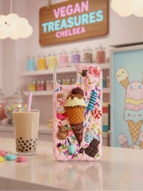 Handmade Ice Cream Cone Kawaii Custom Phone Case - Pink